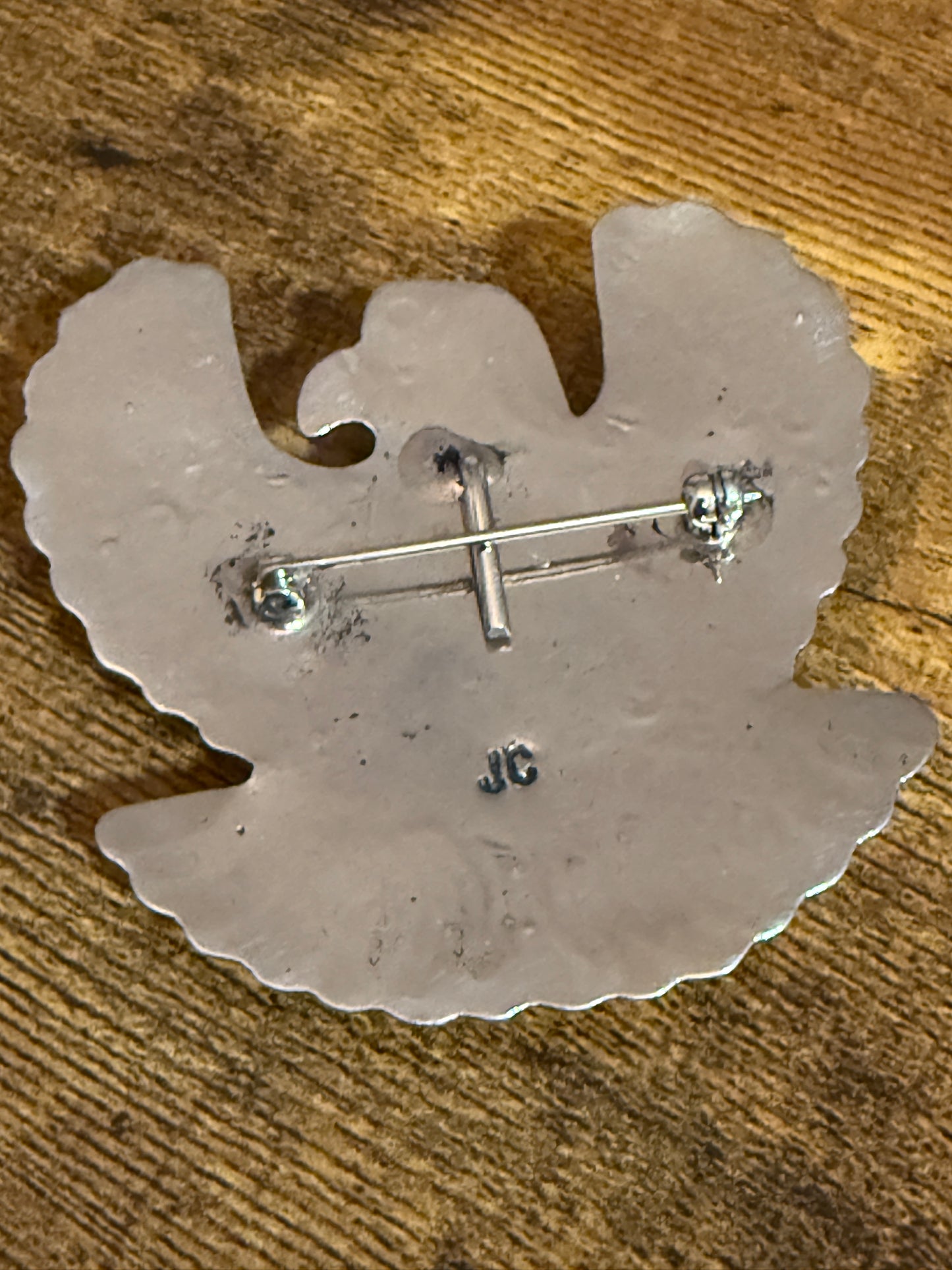 Navajo Turquoise Thunderbird Pendant Pin Nickel Silver Signed Cleveland