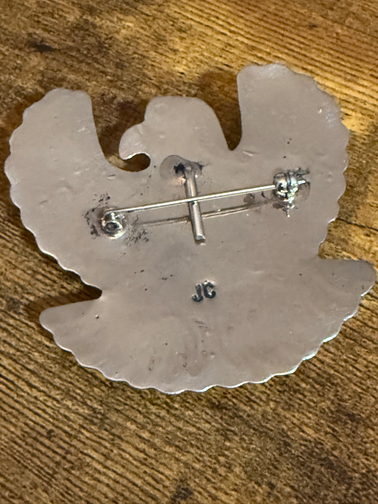 Navajo Turquoise Thunderbird Pendant Pin Nickel Silver Signed Cleveland