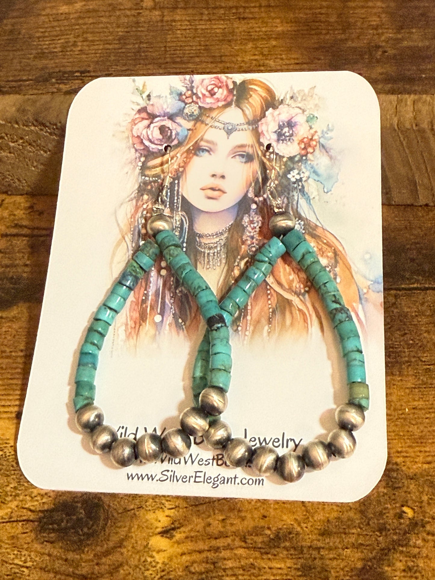 Native American Hand Beaded Turquoise Navajo Pearl Sterling Silver Dangle Earrings