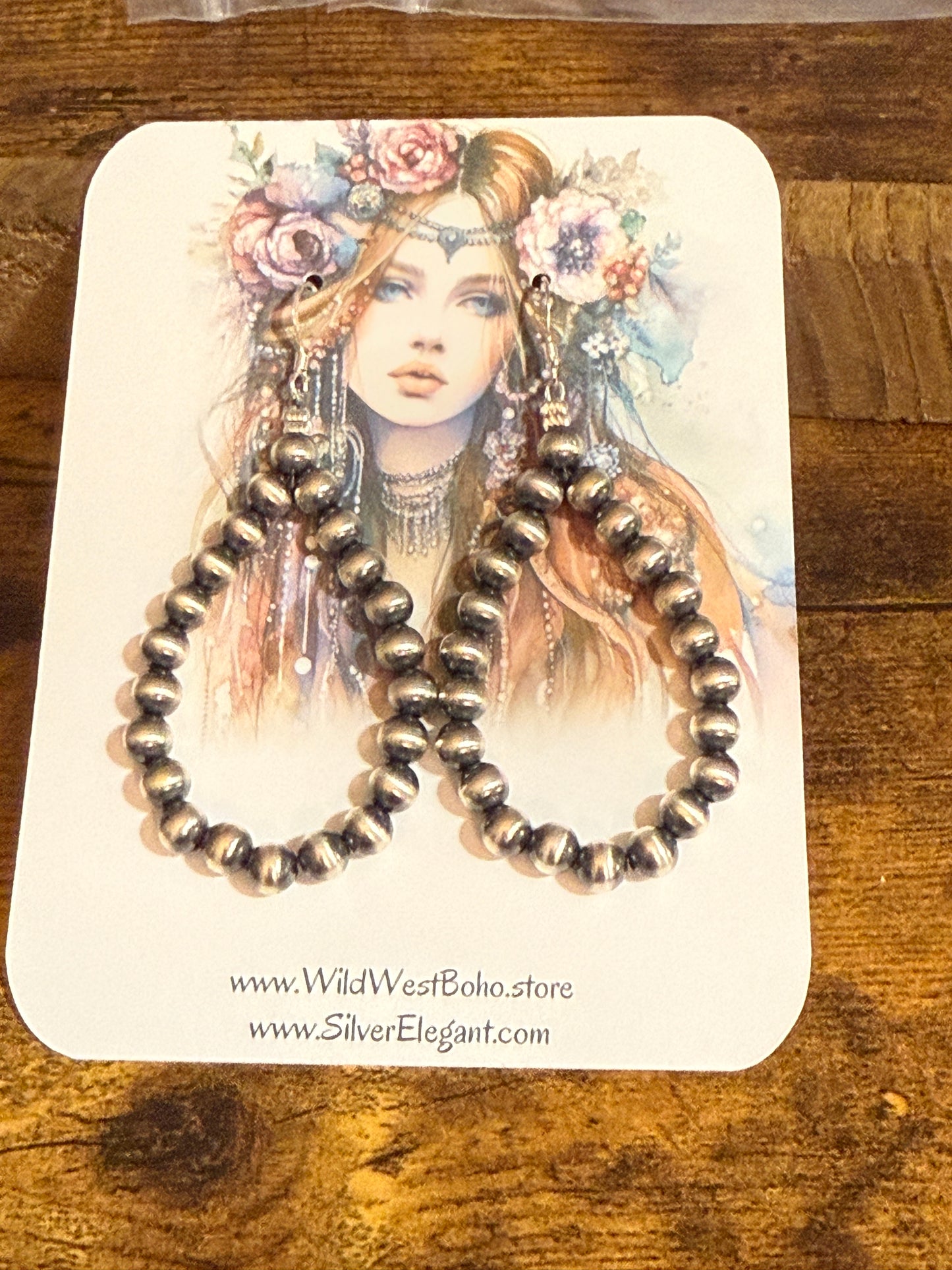 Native American Sterling Silver Round Navajo Pearl Loop Dangle Earrings By Jake