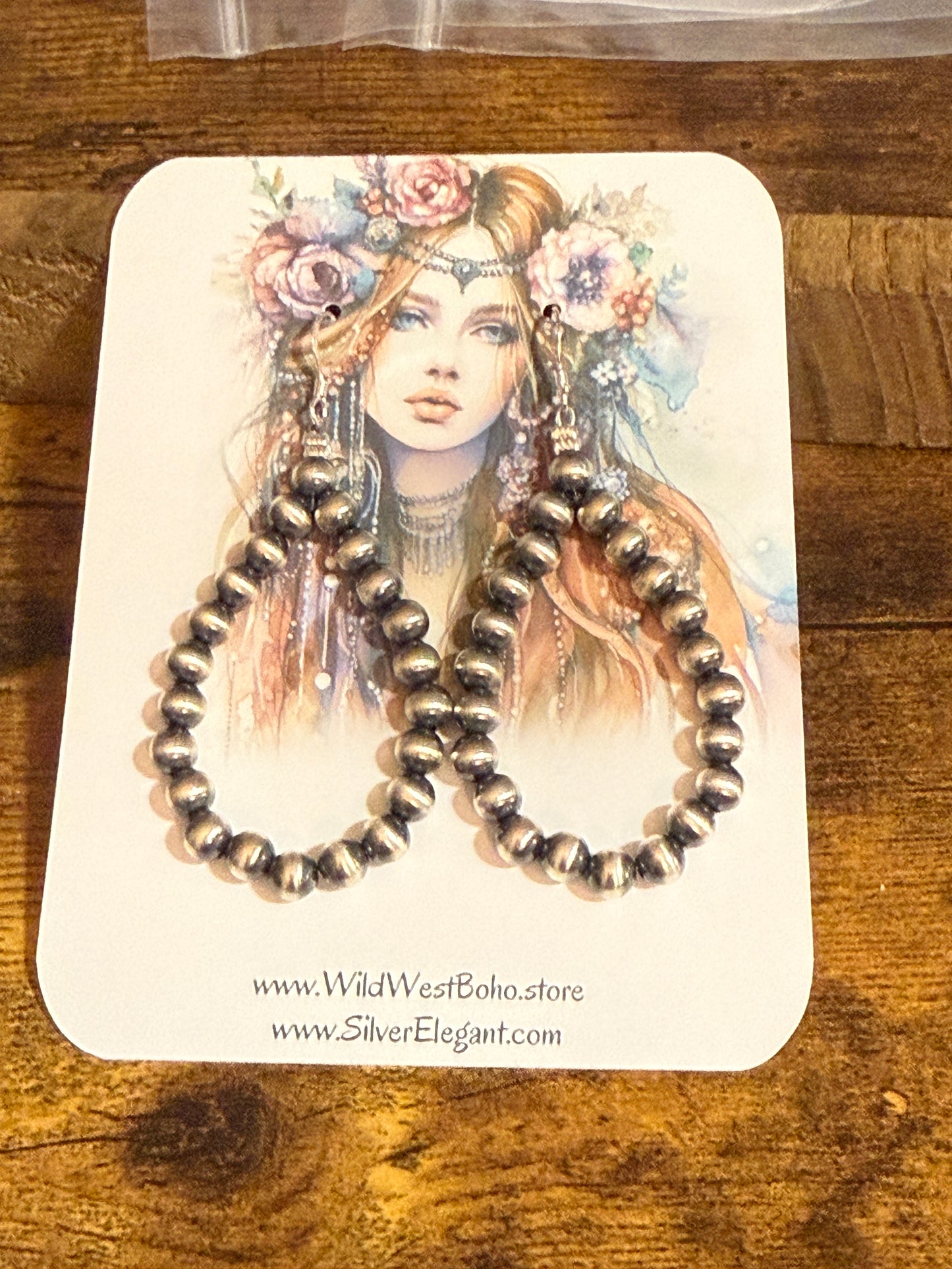 Native American Sterling Silver Round Navajo Pearl Loop Dangle Earrings By Jake