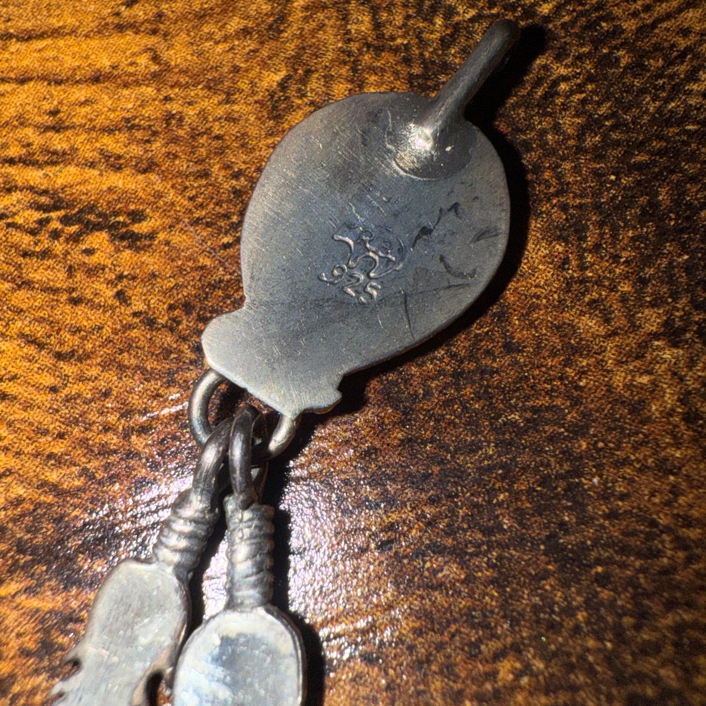 Navajo Turquoise Bear Paw Pendant in Sterling Silver Signed by Running Bear