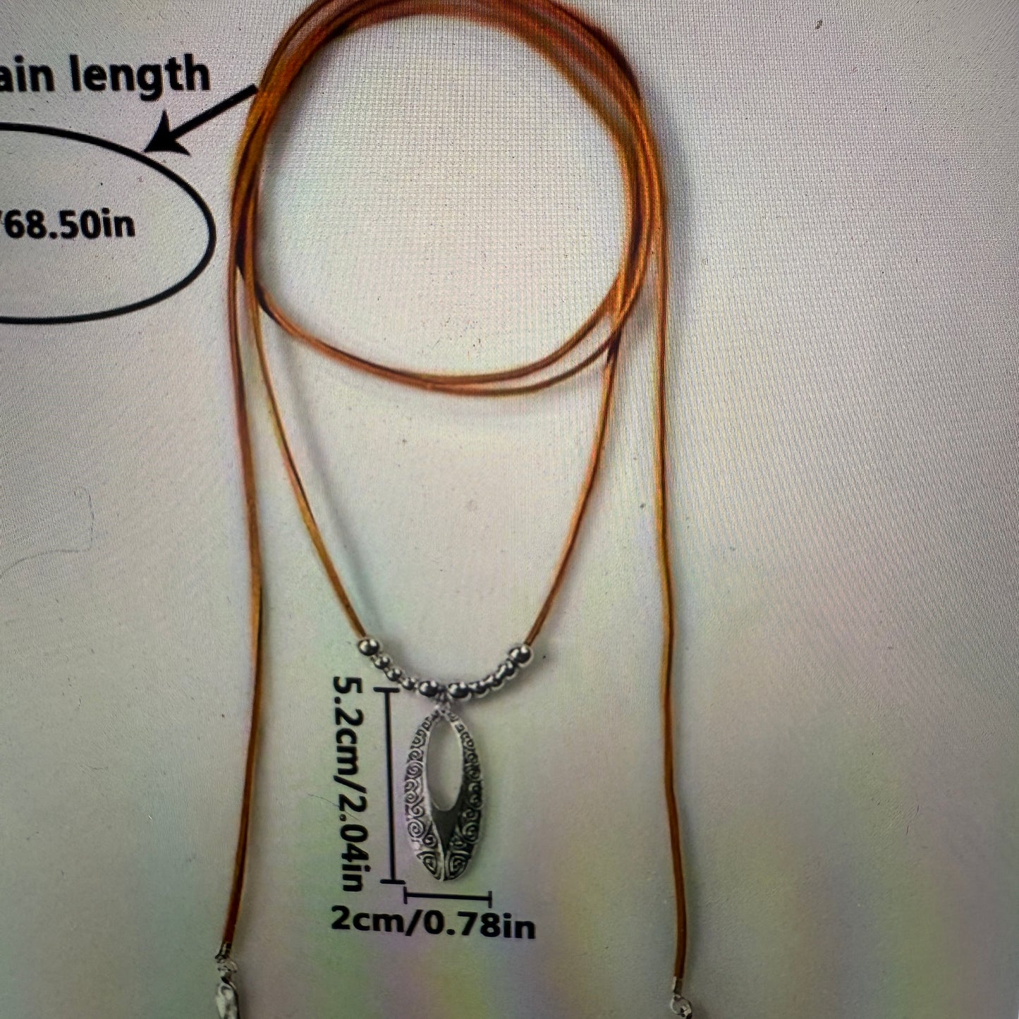 Bohemian Double Strand Leather Choker Necklace Oval Cut Out Beaded Design