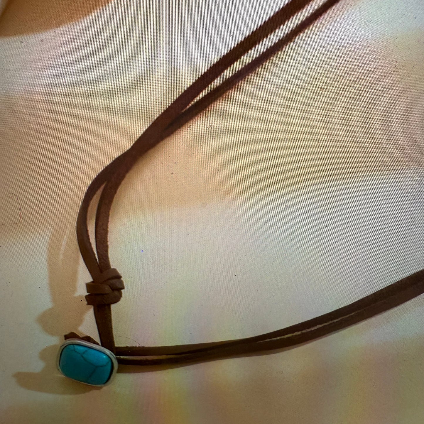 Leather Bohemian Multi Layer Wrap Choker Necklace With Faux Turquoise Stone
