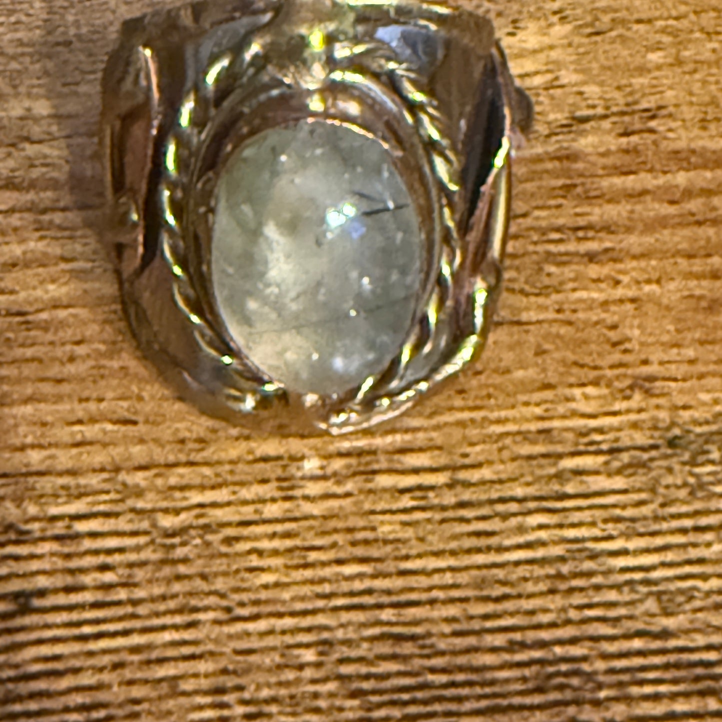 Handcrafted Moss Agate Gemstone Adjustable Ring Mixed Metals