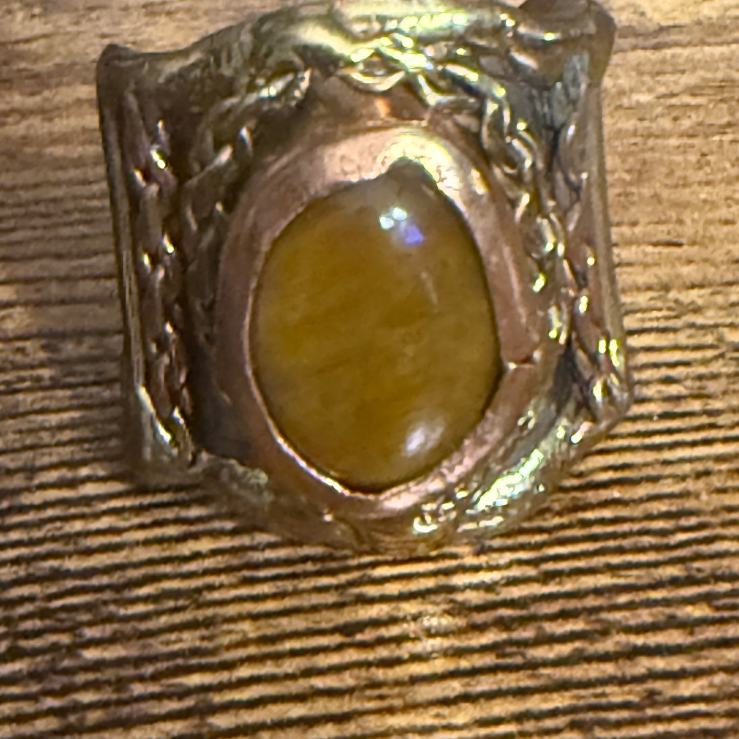Handcrafted Tiger Eye Gemstone Adjustable Ring With Mixed Metals