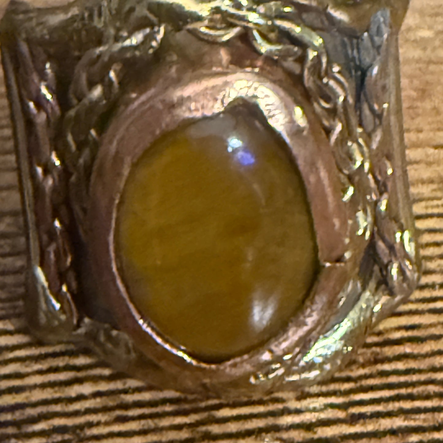Handcrafted Tiger Eye Gemstone Adjustable Ring With Mixed Metals