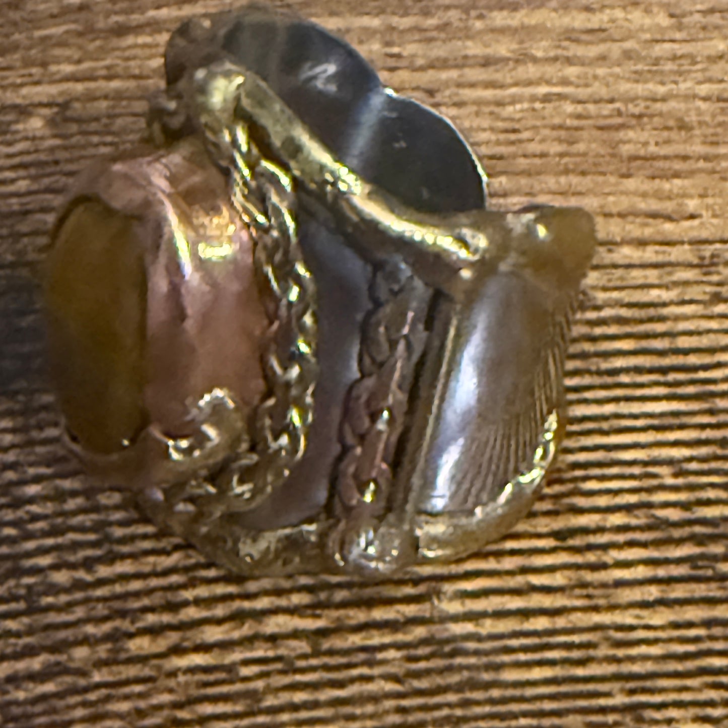 Handcrafted Tiger Eye Gemstone Adjustable Ring With Mixed Metals