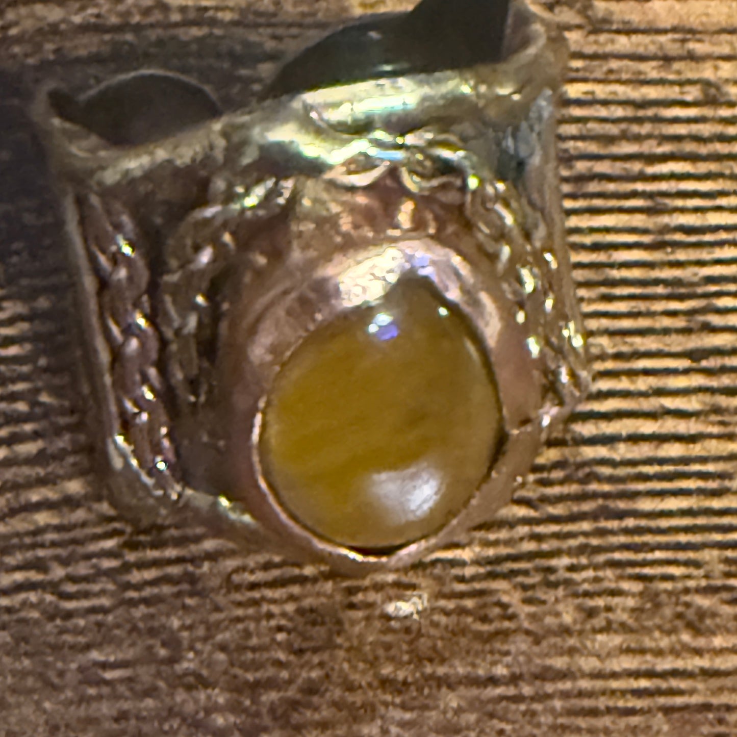 Handcrafted Tiger Eye Gemstone Adjustable Ring With Mixed Metals