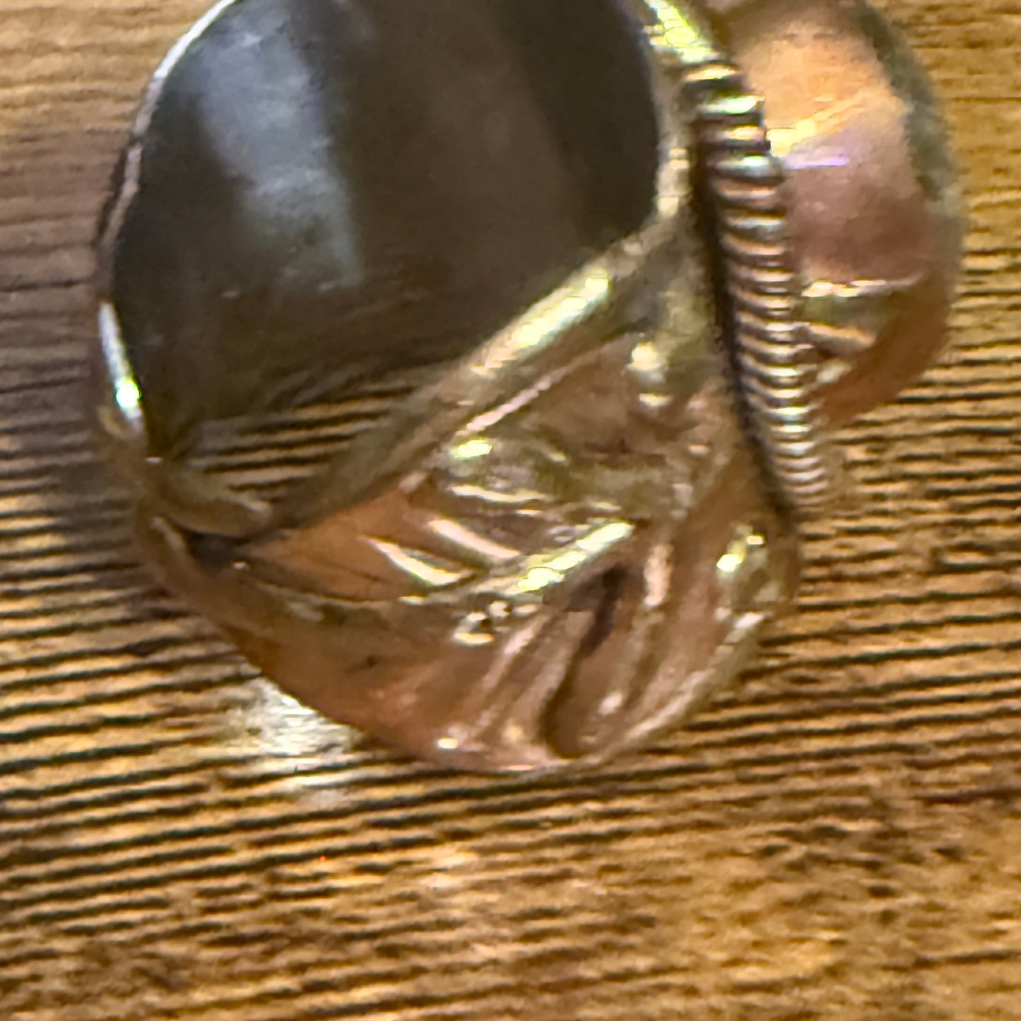 Green Labradorite Ring Adjustable Handcrafted Gemstone Mixed Metals