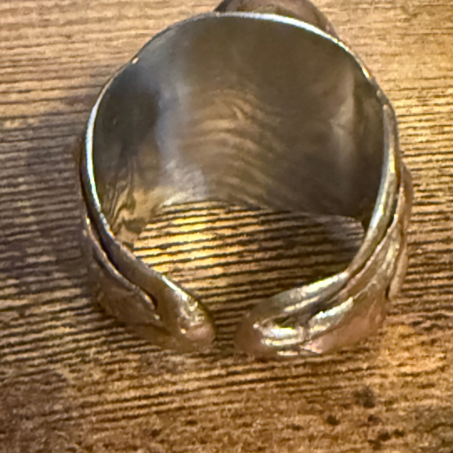 Green Labradorite Ring Adjustable Handcrafted Gemstone Mixed Metals