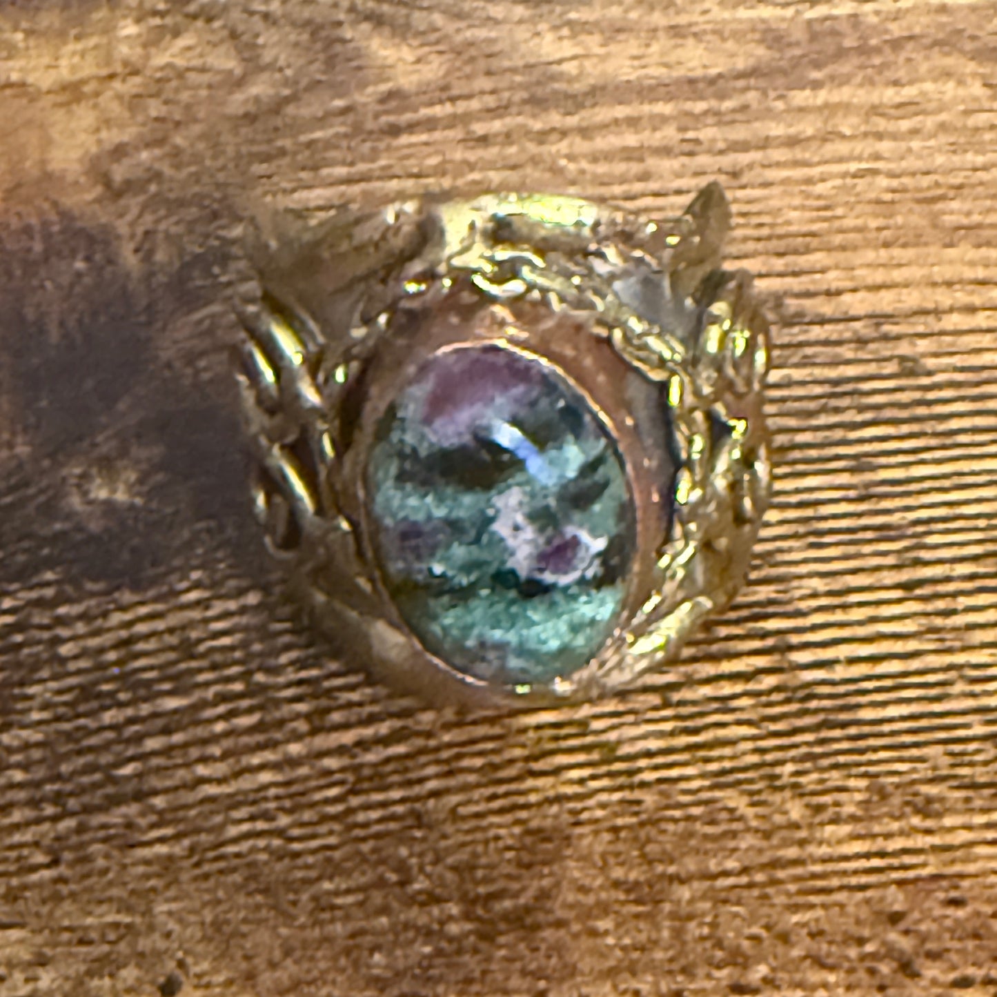 Handcrafted Ruby Fuchsite Natural Gemstone Adjustable Ring Mixed Metals