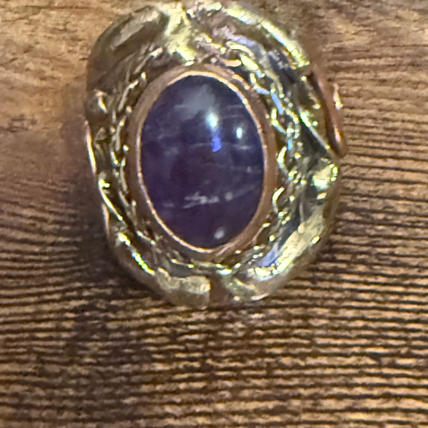Handcrafted Purple Amethyst Natural Gemstone Adjustable Ring With Mixed Metals