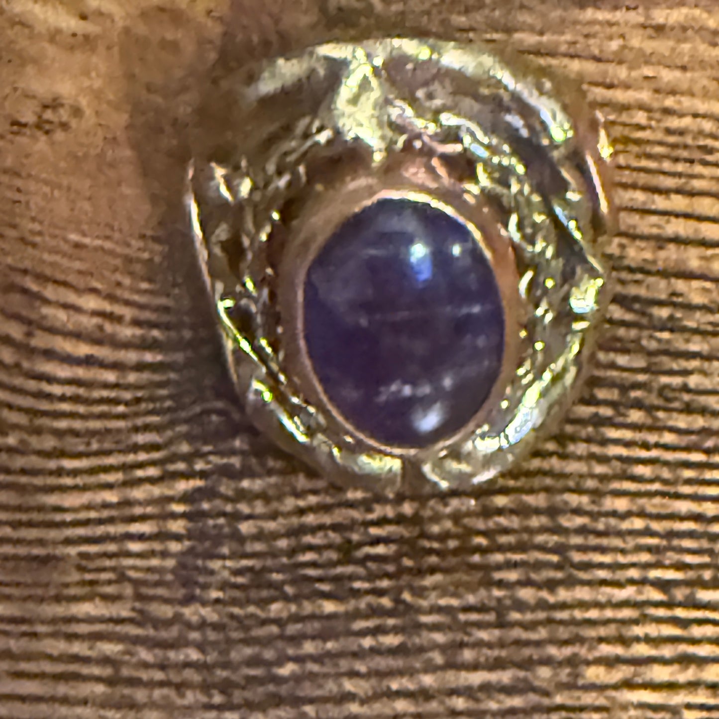 Handcrafted Purple Amethyst Natural Gemstone Adjustable Ring With Mixed Metals