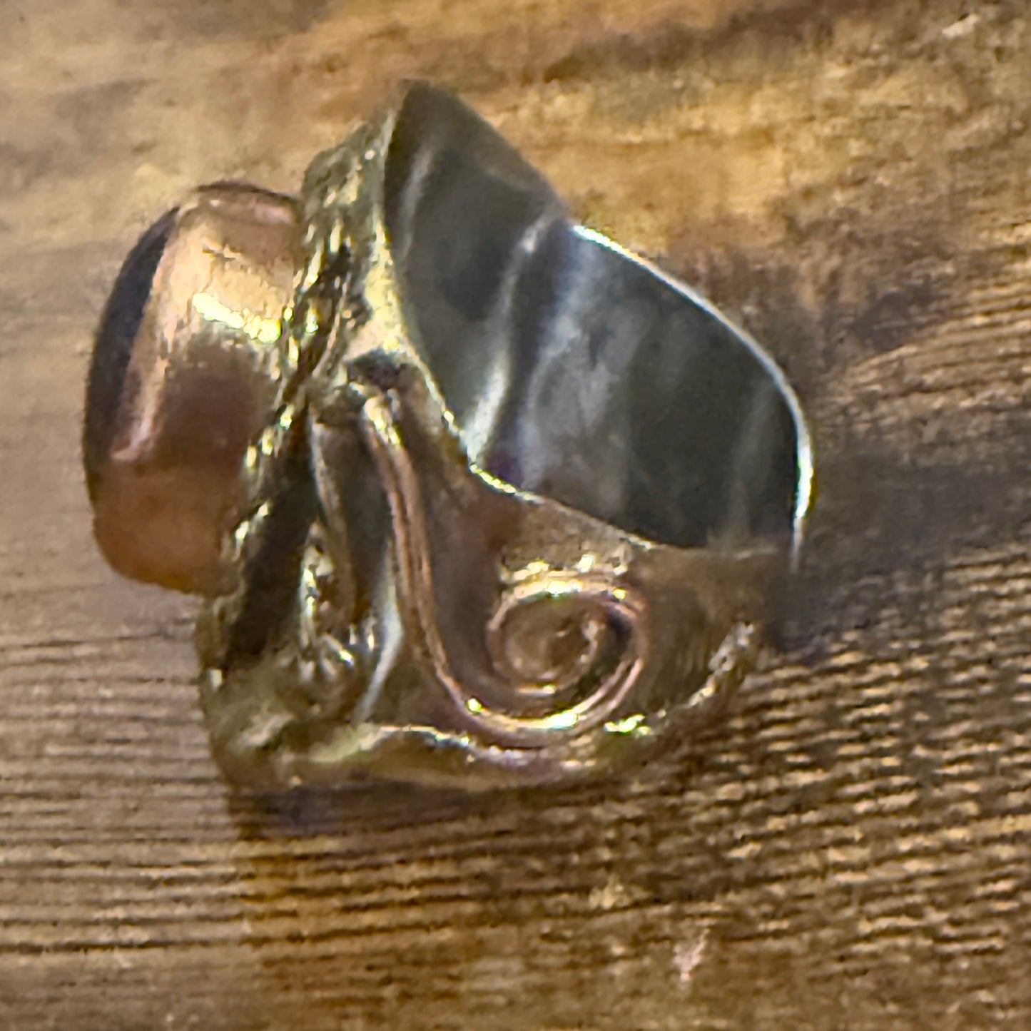 Handcrafted Purple Amethyst Natural Gemstone Adjustable Ring With Mixed Metals