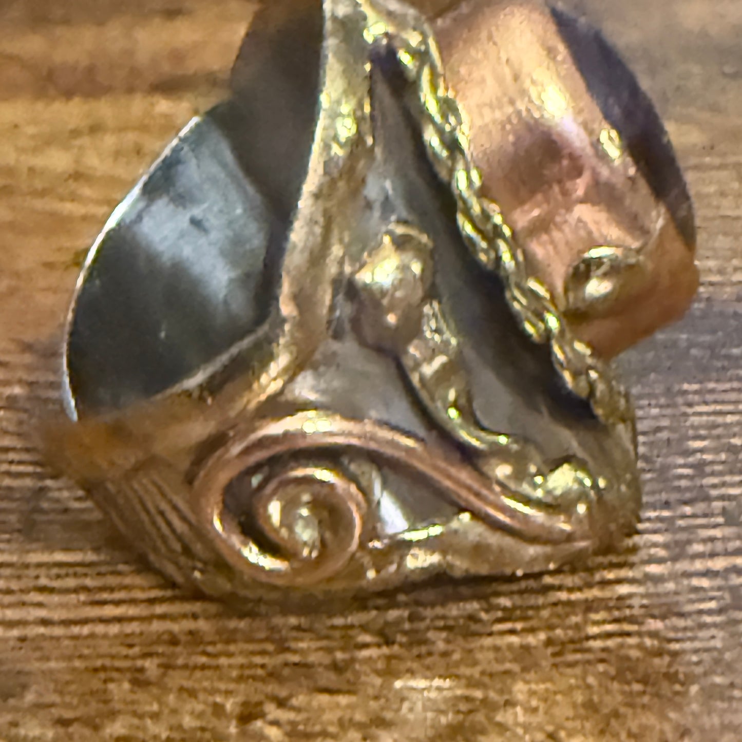 Handcrafted Purple Amethyst Natural Gemstone Adjustable Ring With Mixed Metals