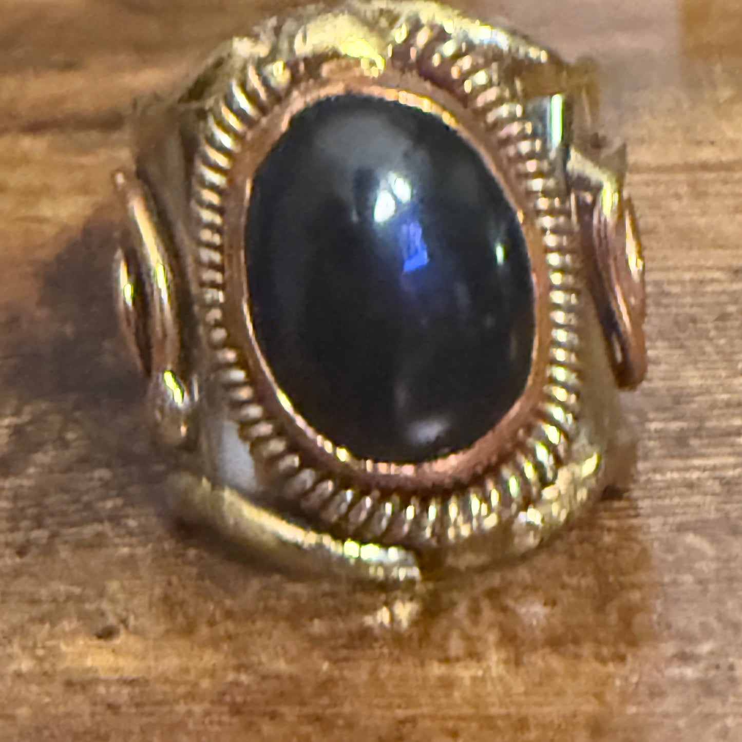 Handcrafted Black Onyx Natural Gemstone Adjustable Ring In Mixed Metals