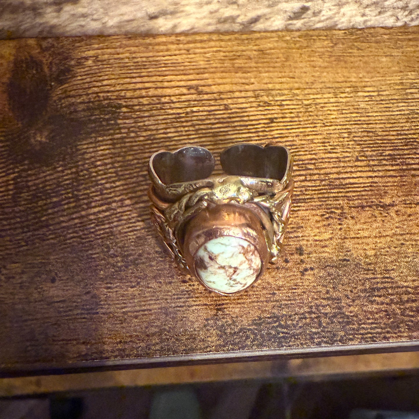 Handcrafted Lemon Chrysoprase Gemstone Adjustable Ring in Mixed Metals