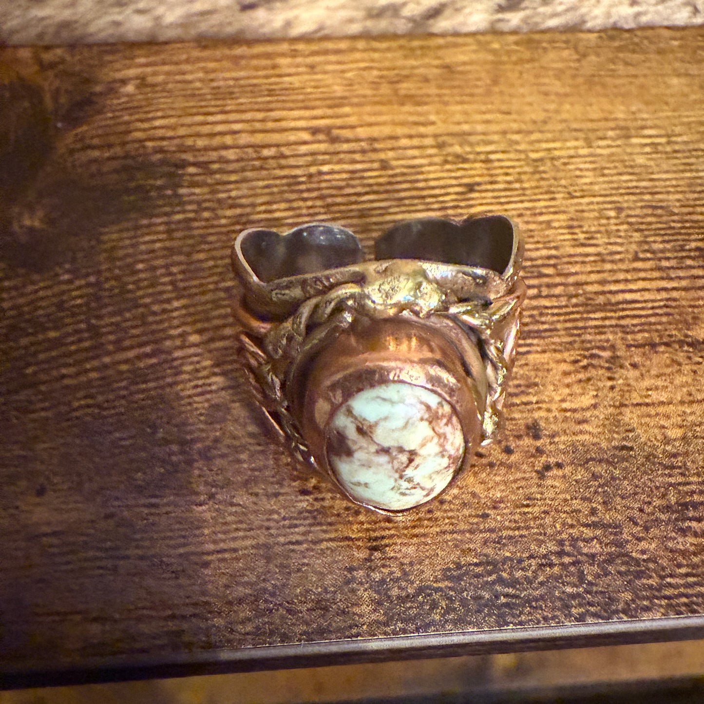 Handcrafted Lemon Chrysoprase Gemstone Adjustable Ring in Mixed Metals