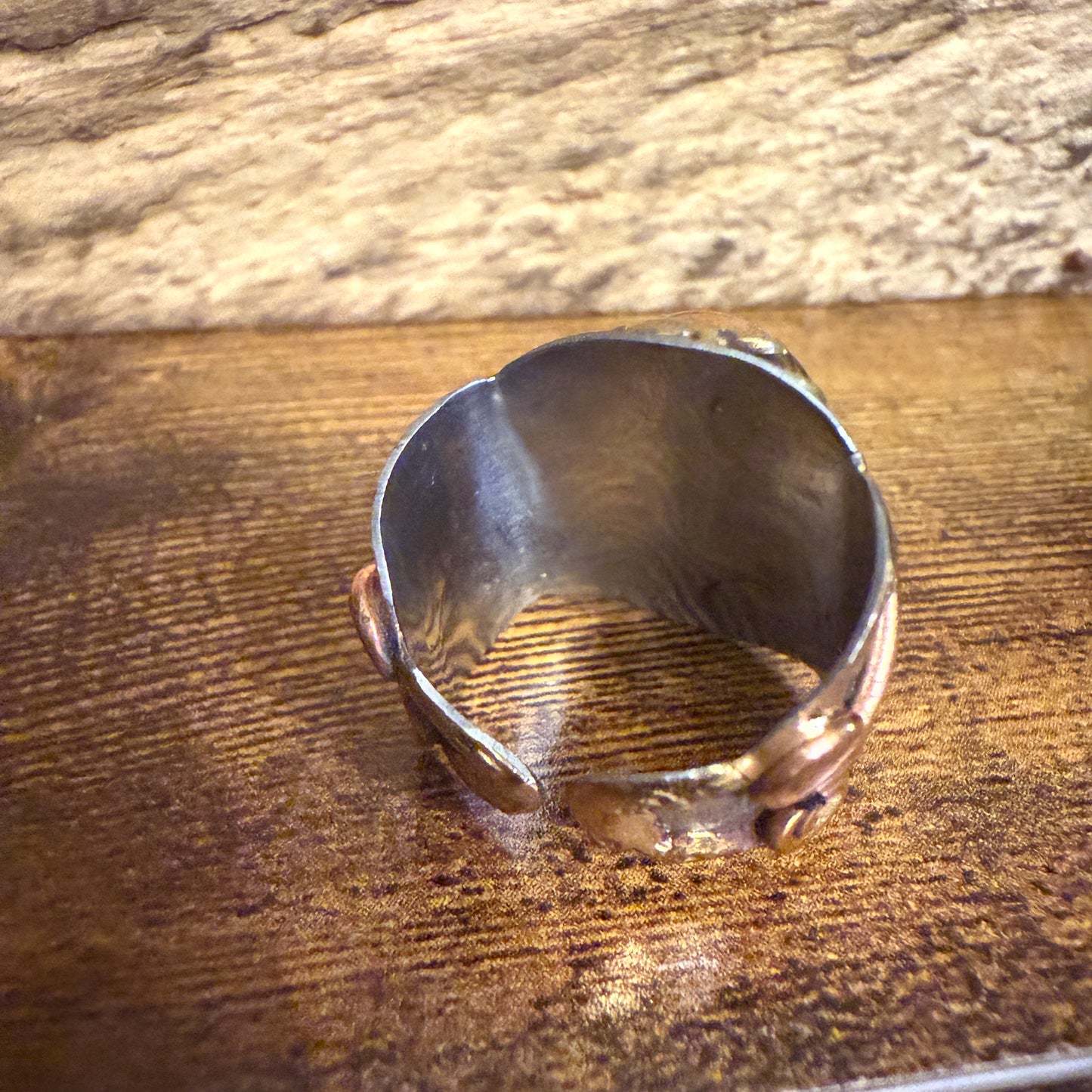 Handcrafted Lemon Chrysoprase Gemstone Adjustable Ring in Mixed Metals