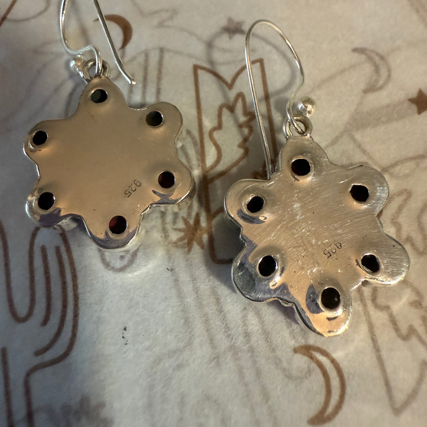 Cotton Candy Turquoise Dahlia Cluster Earrings Handmade 925 Sterling Silver