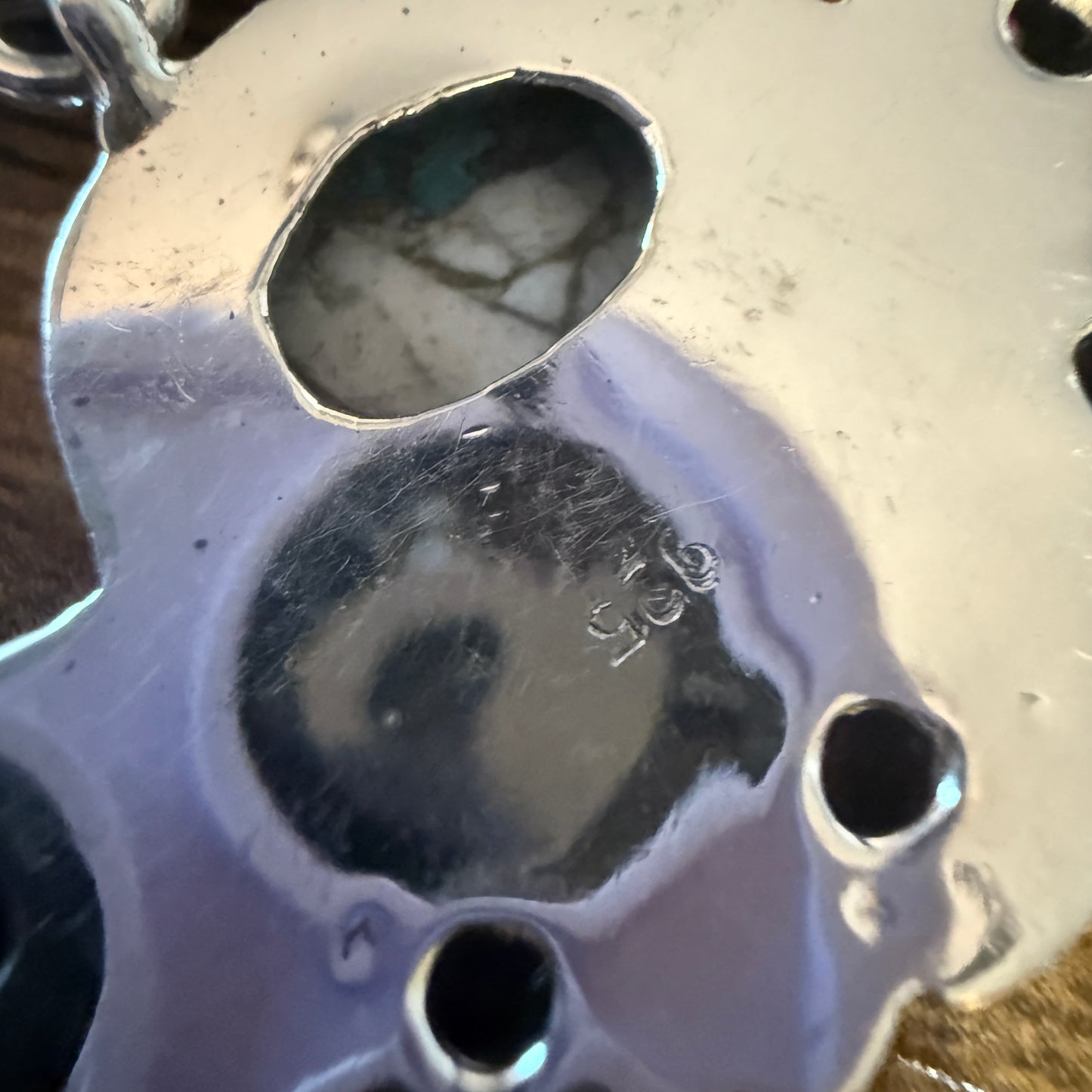 Cotton Candy Turquoise Dalhia Pendant Necklace Handmade 925 Sterling Silver