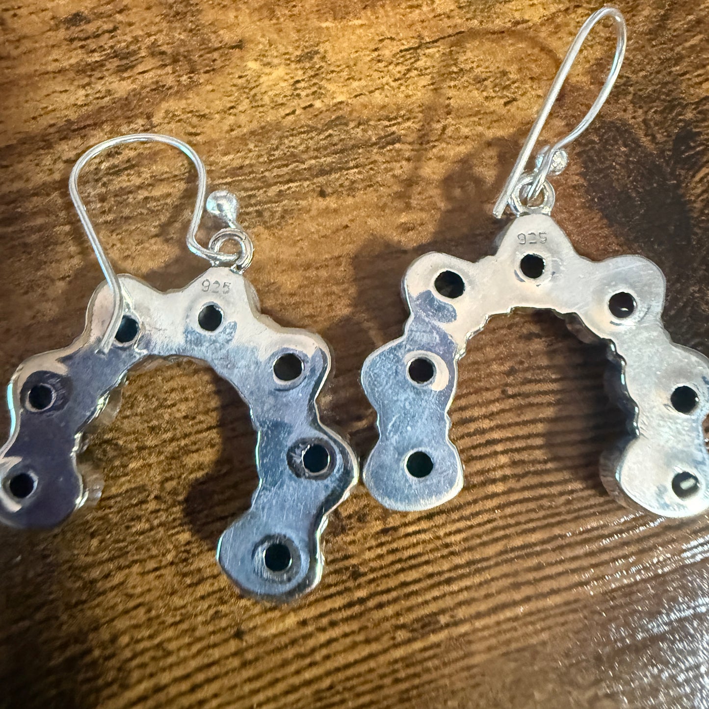 Cotton Candy Turquoise Dahlia Squash Earrings Handmade 925 Sterling Silver