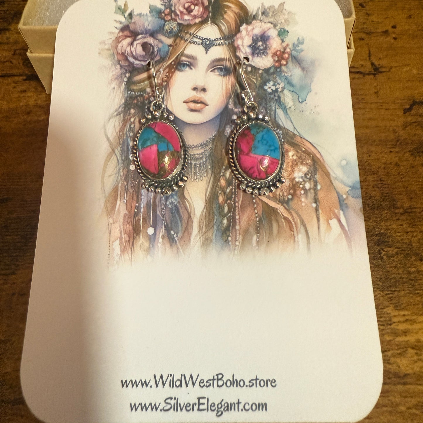 Cotton Candy Dahlia Turquoise Earrings 925 Sterling Silver Handmade Jewelry