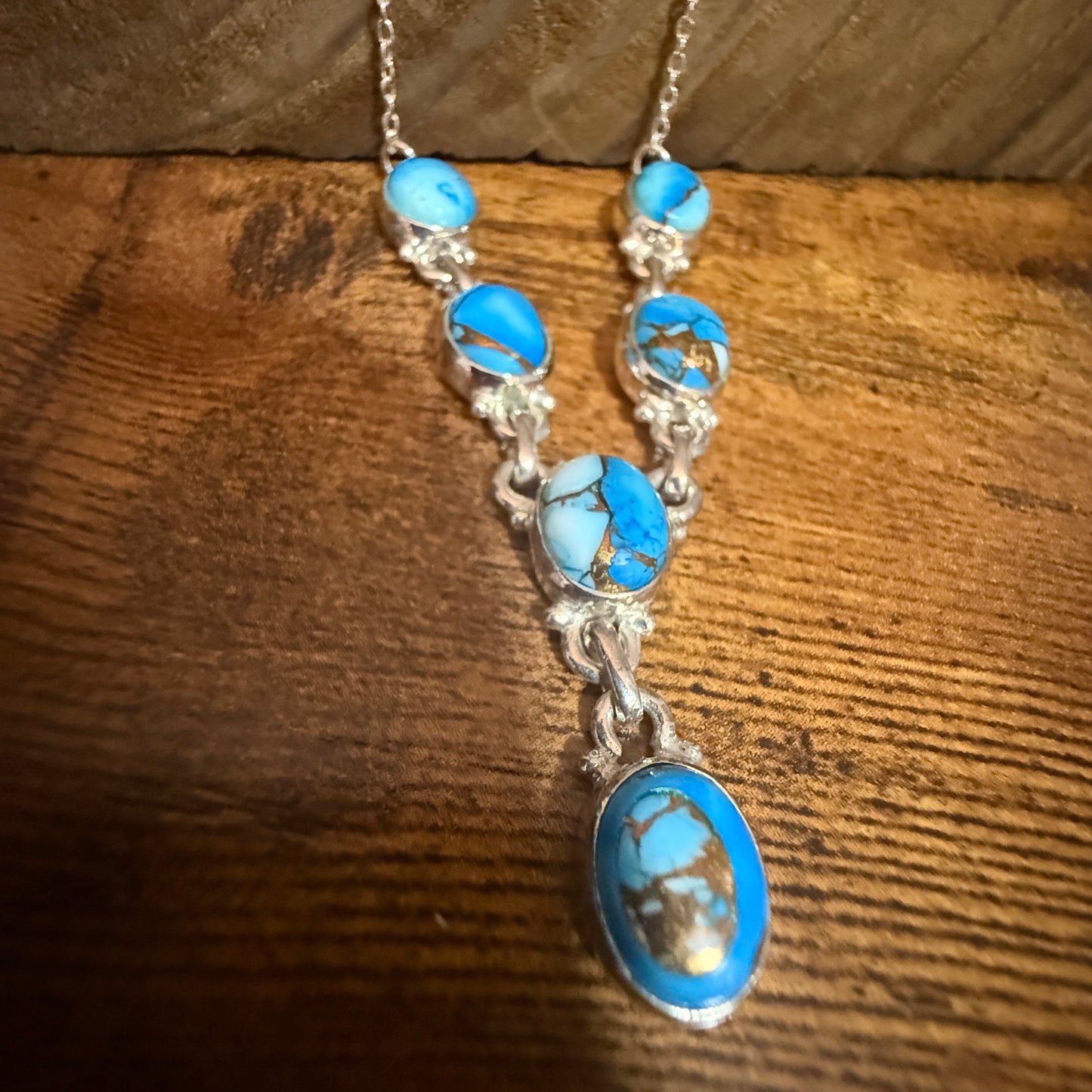 Ice Blue Dahlia Lariat Necklace 925 Sterling Silver 18 to 20 Inches