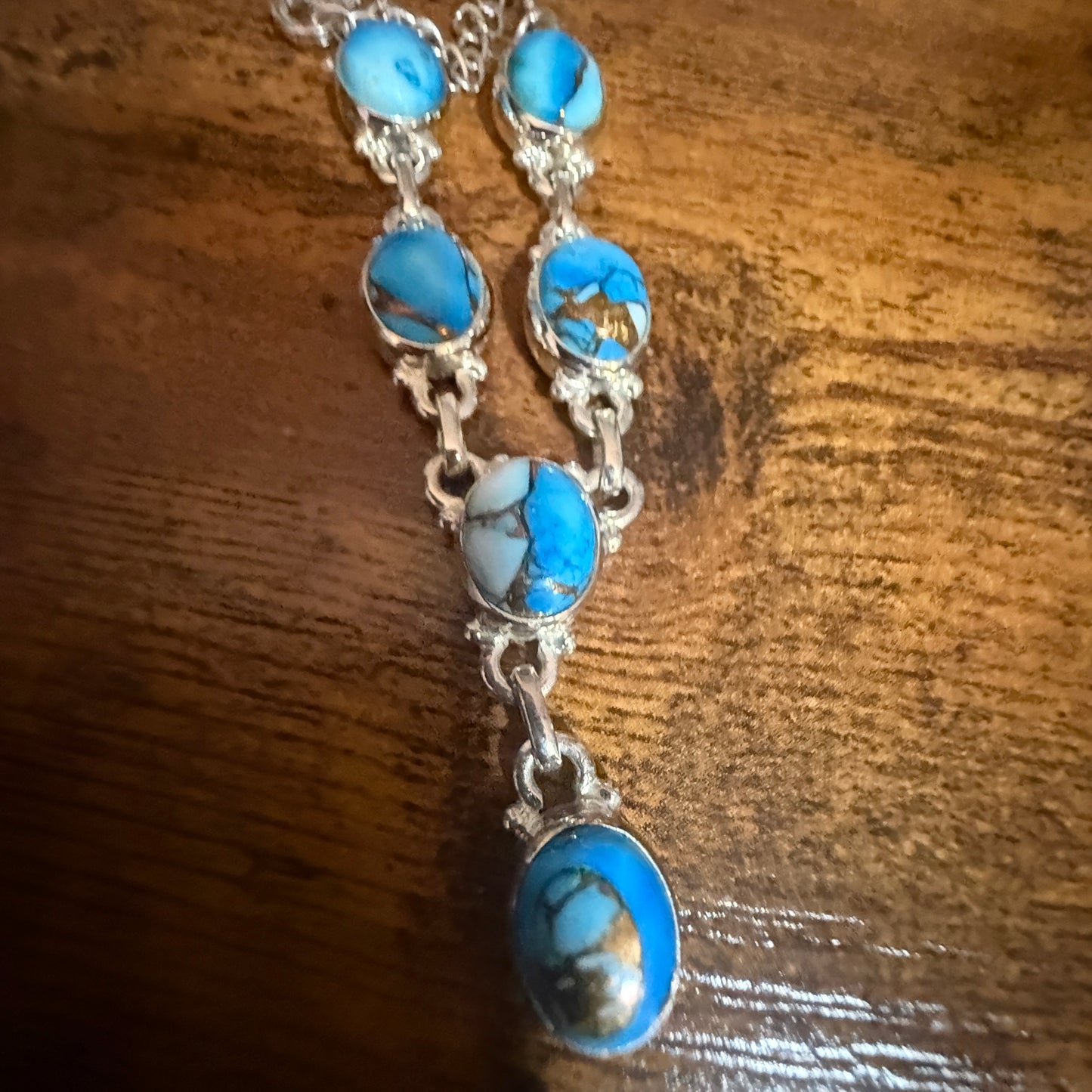 Ice Blue Dahlia Lariat Necklace 925 Sterling Silver 18 to 20 Inches