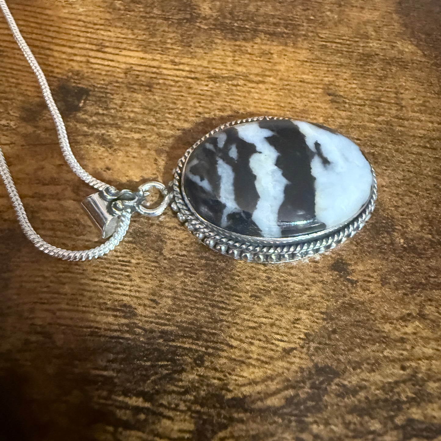 White Buffalo Turquoise Dahlia Pendant Sterling Silver 18 Inch Chain