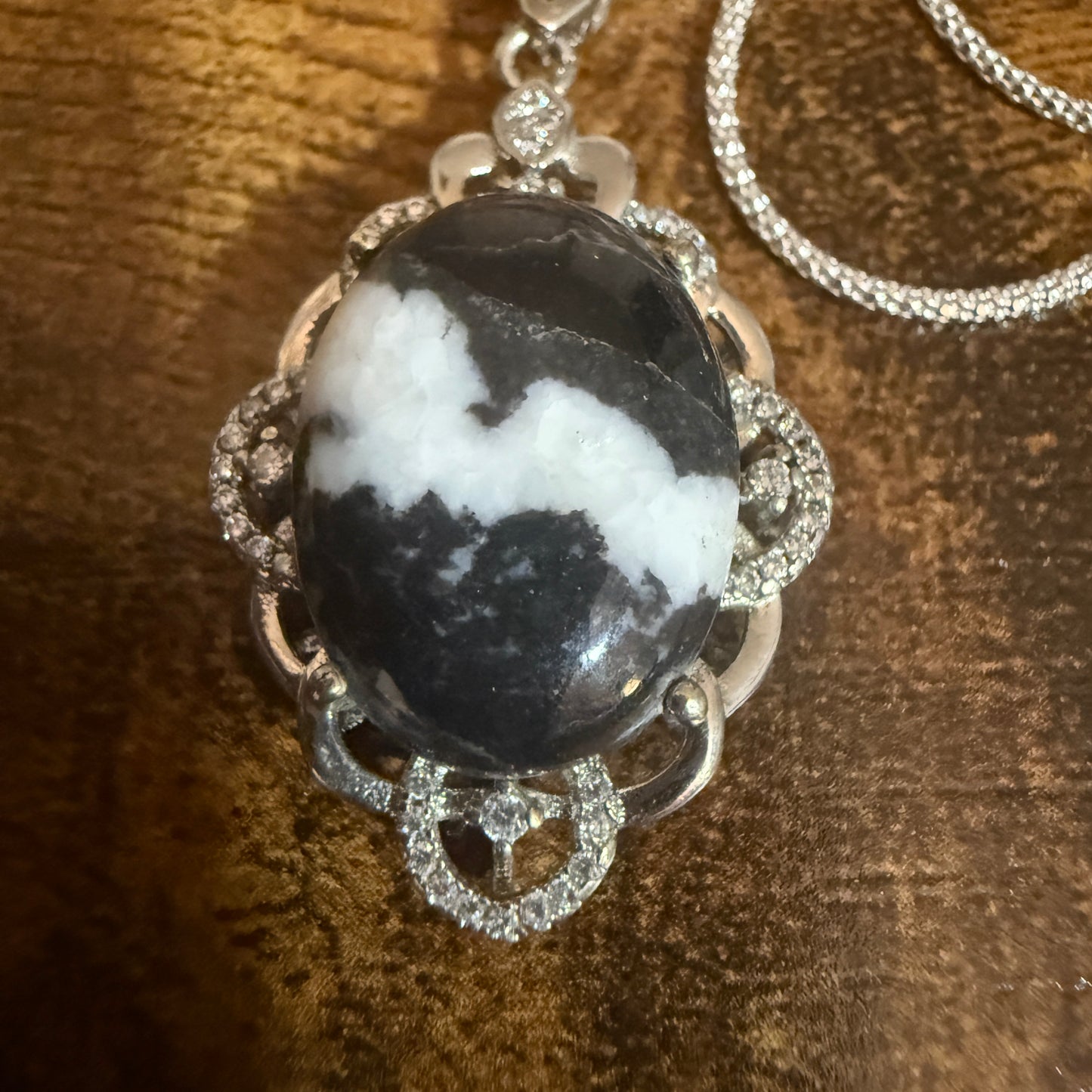 White Buffalo Turquoise Dahlia Pendant Necklace Sterling Silver 18 Inch Chain