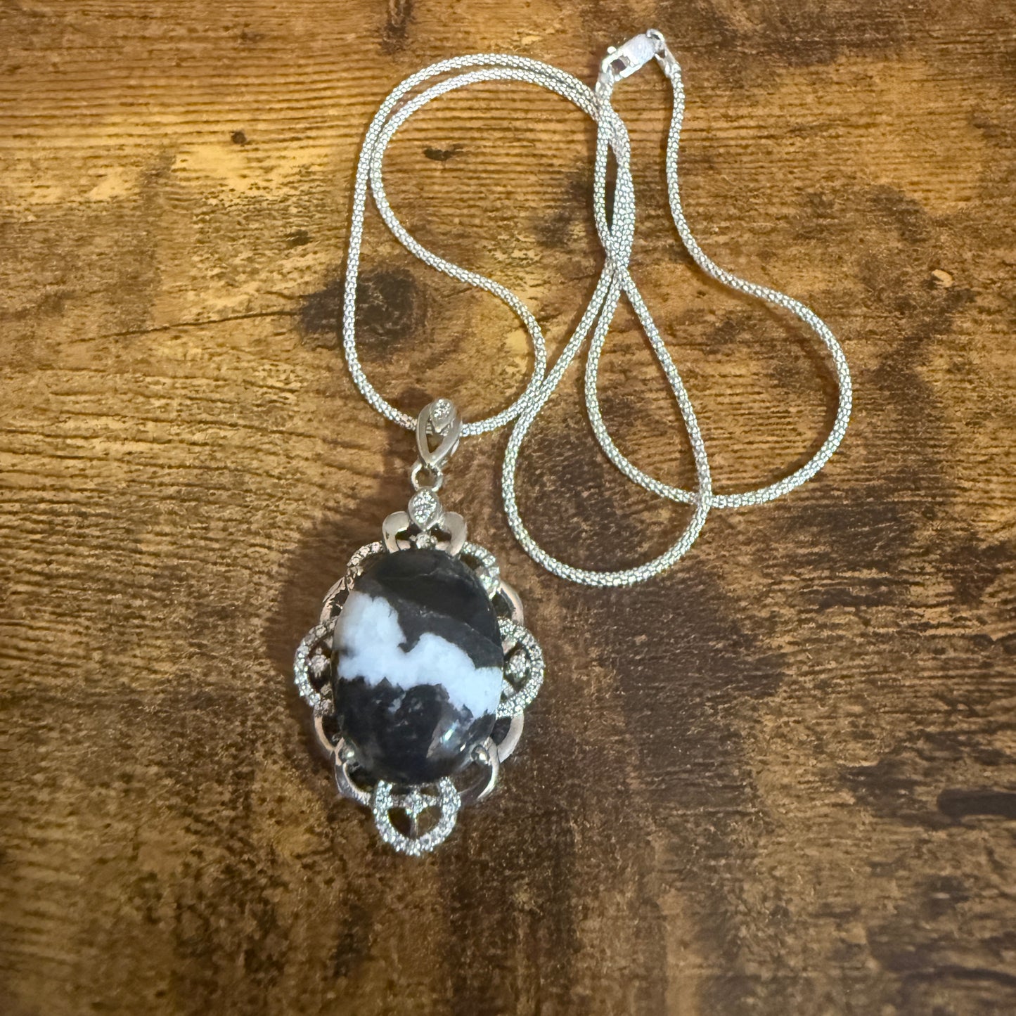 White Buffalo Turquoise Dahlia Pendant Necklace Sterling Silver 18 Inch Chain