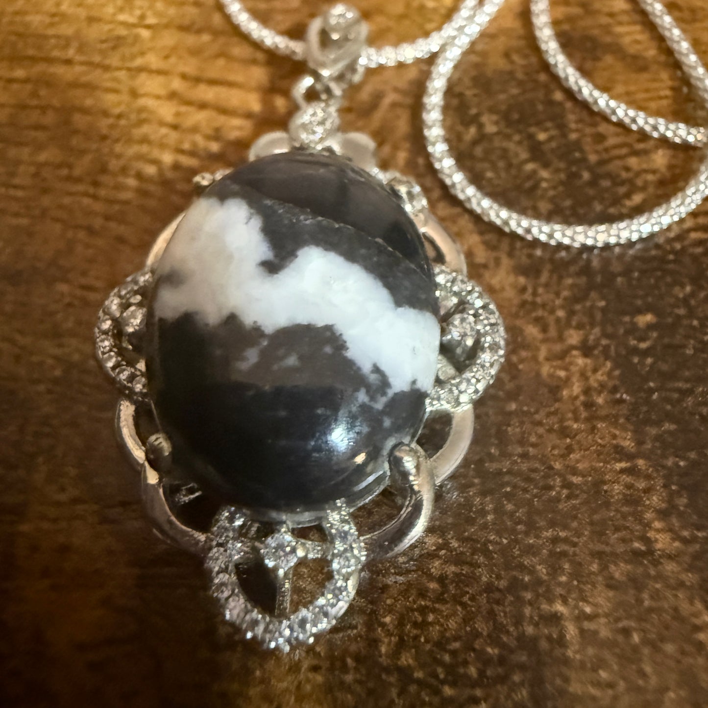 White Buffalo Turquoise Dahlia Pendant Necklace Sterling Silver 18 Inch Chain