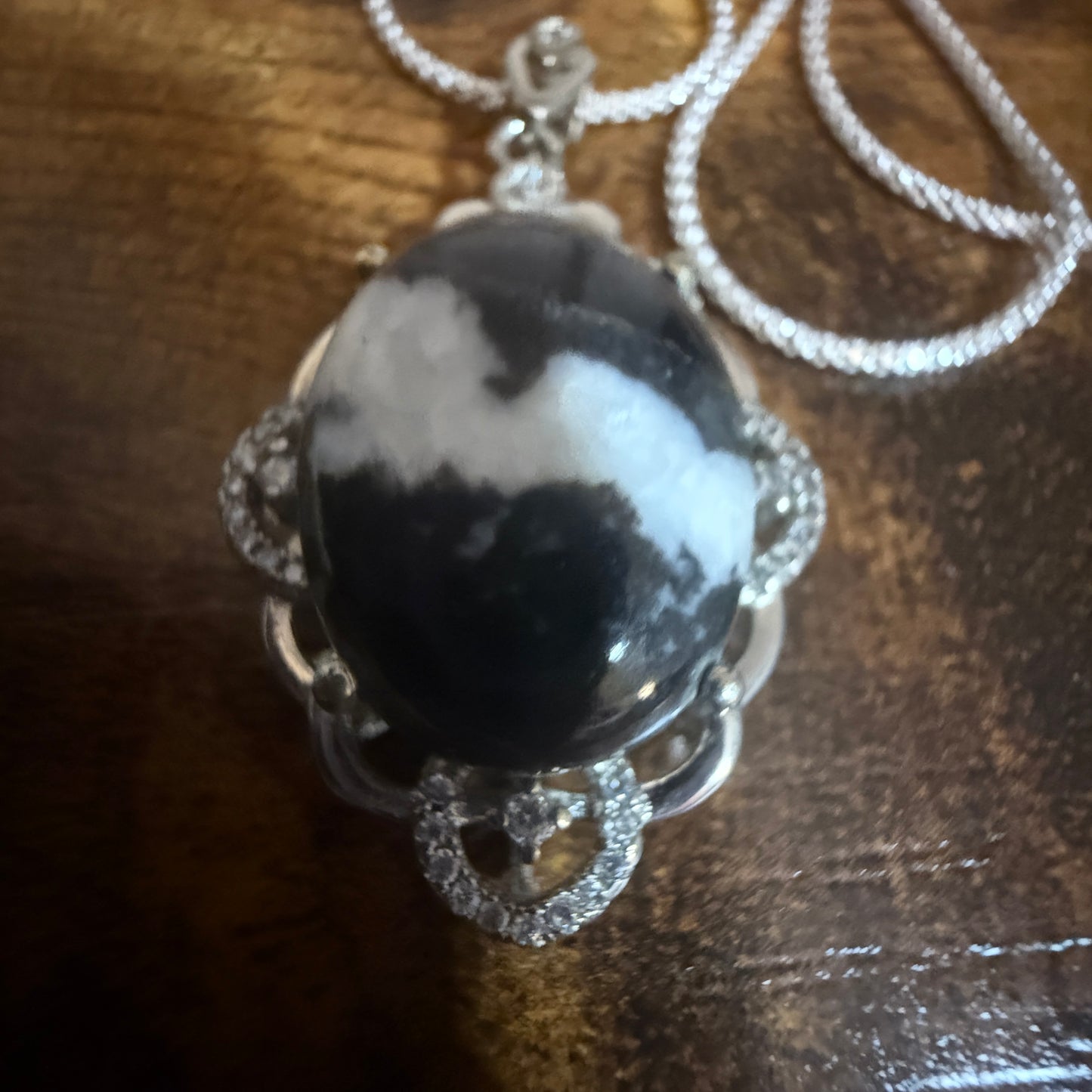 White Buffalo Turquoise Dahlia Pendant Necklace Sterling Silver 18 Inch Chain