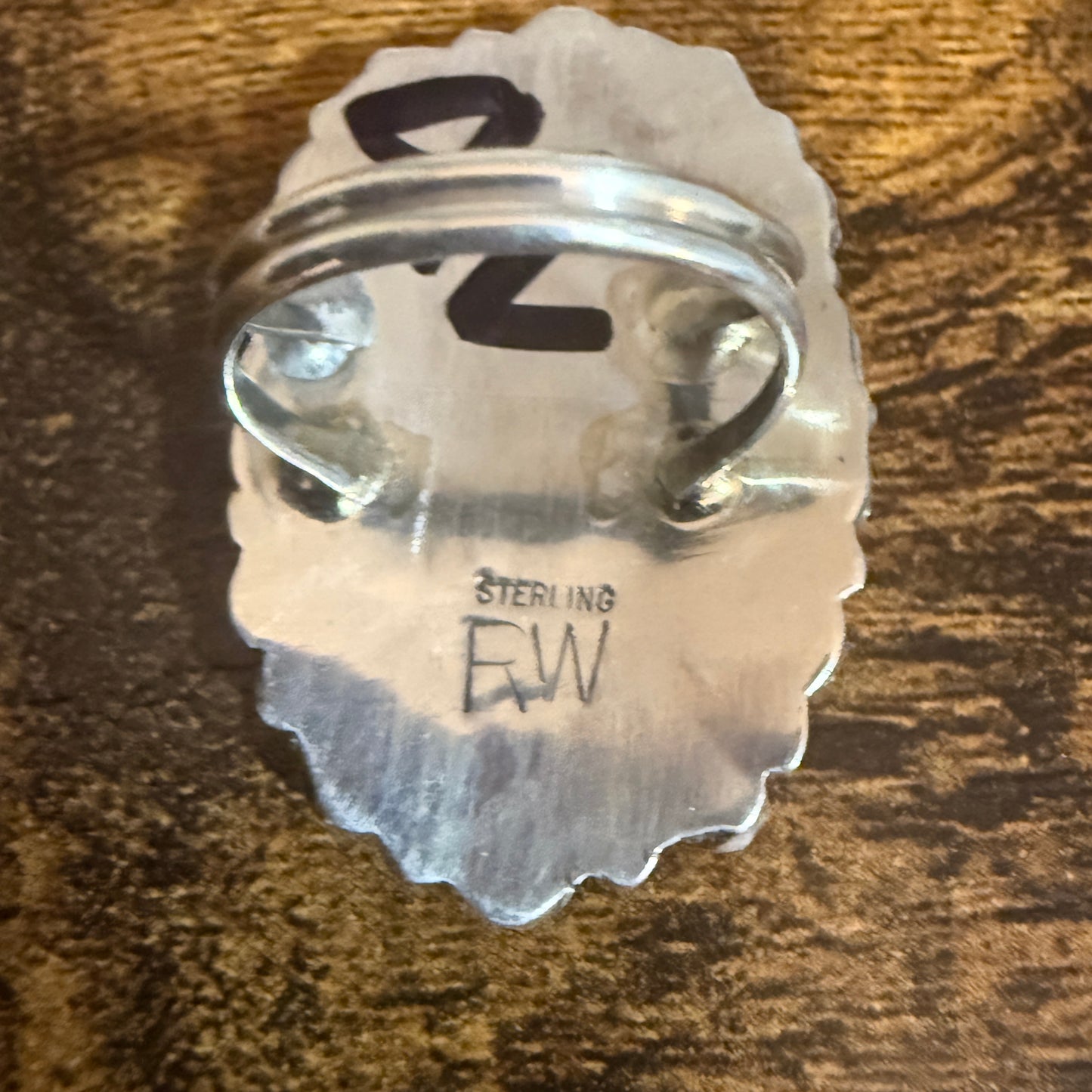 Navajo Sterling Silver White Buffalo Turquoise Cluster Ring Size 7