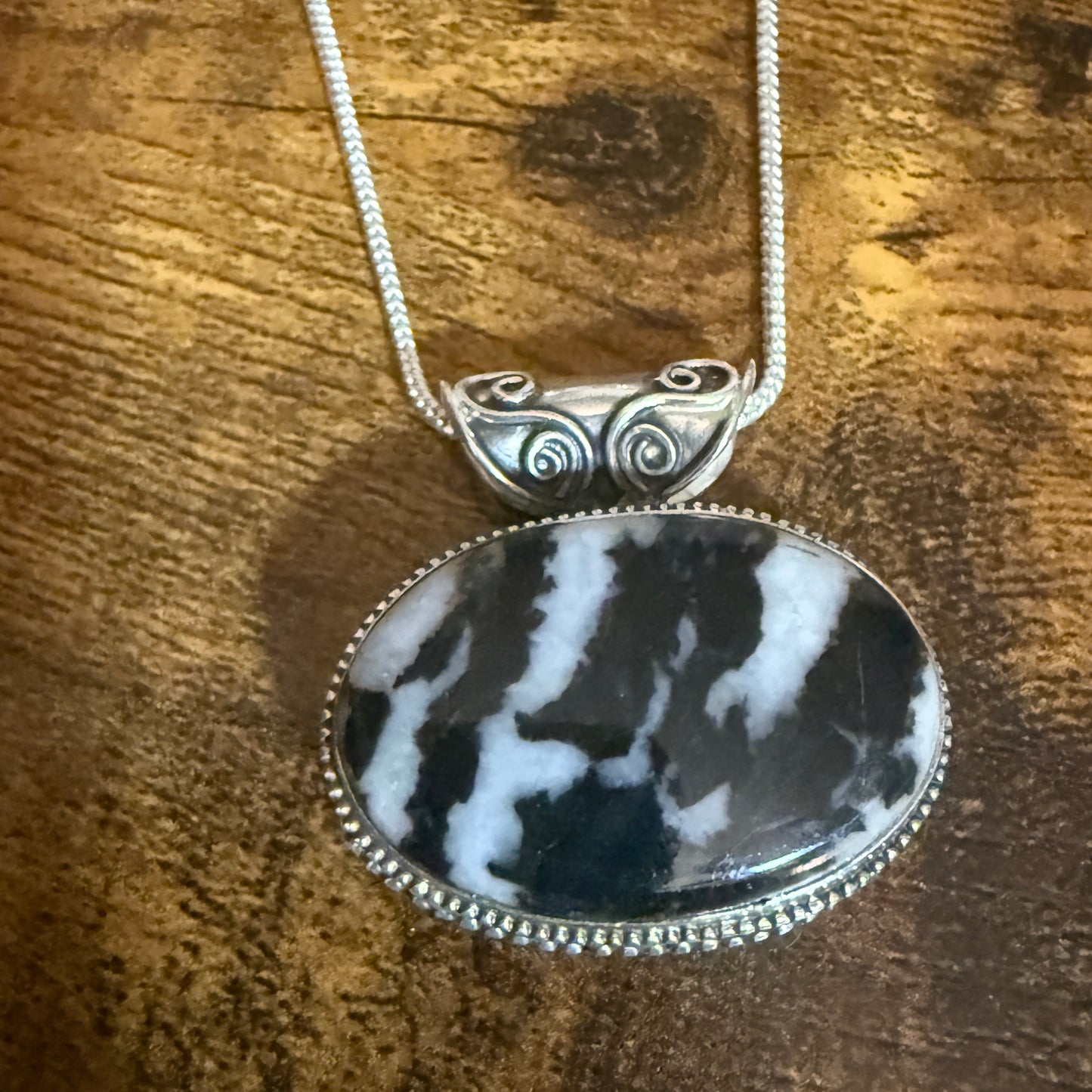 White Buffalo Turquoise Pendant Necklace In Sterling Silver 18 Inch Chain