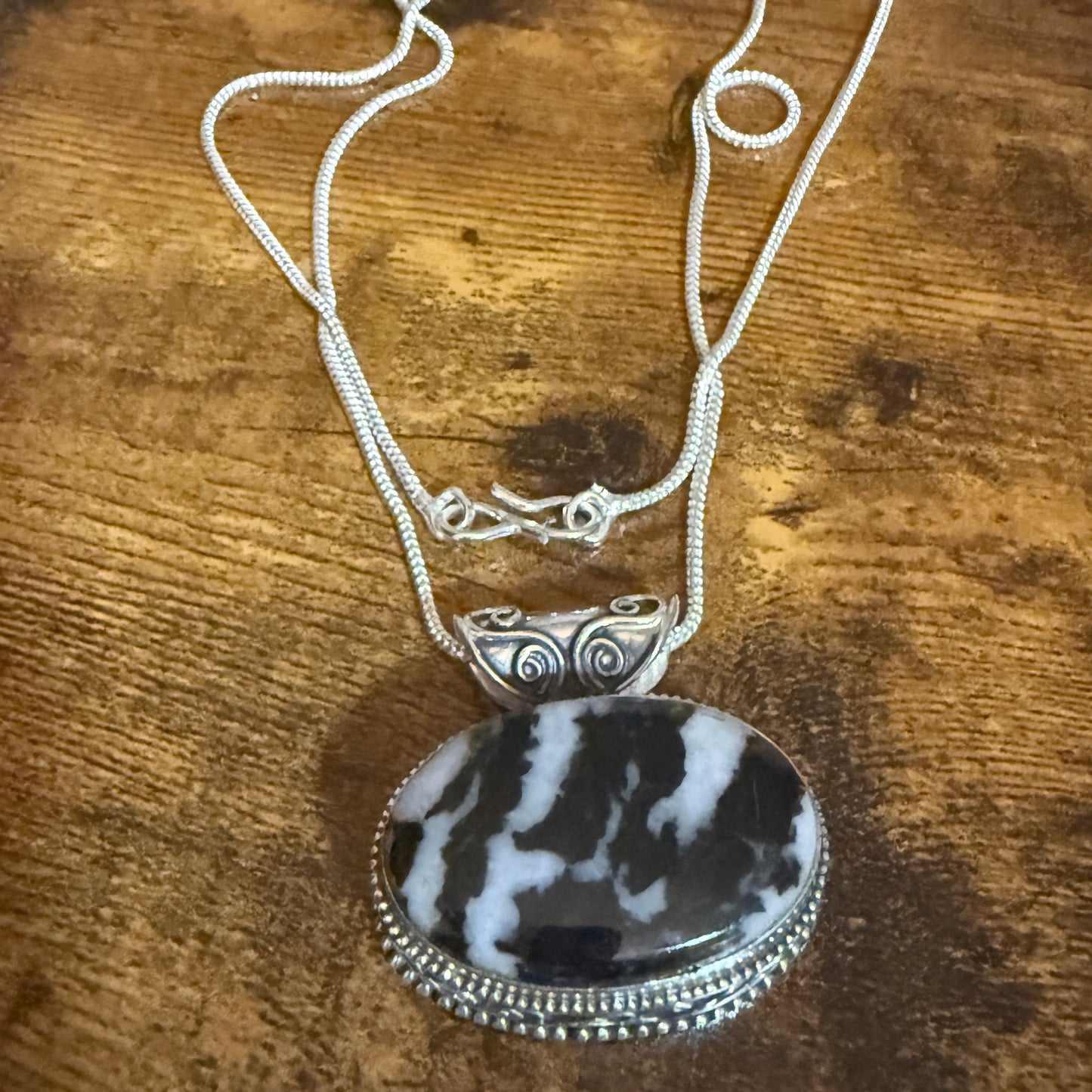 White Buffalo Turquoise Pendant Necklace In Sterling Silver 18 Inch Chain