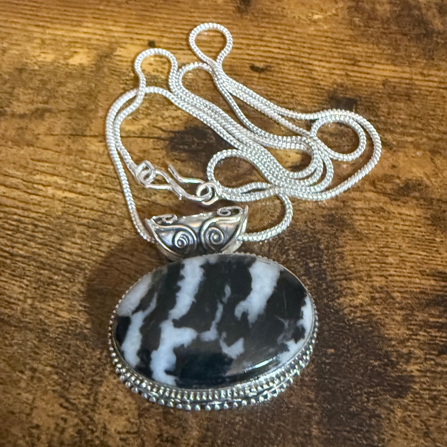 White Buffalo Turquoise Pendant Necklace In Sterling Silver 18 Inch Chain