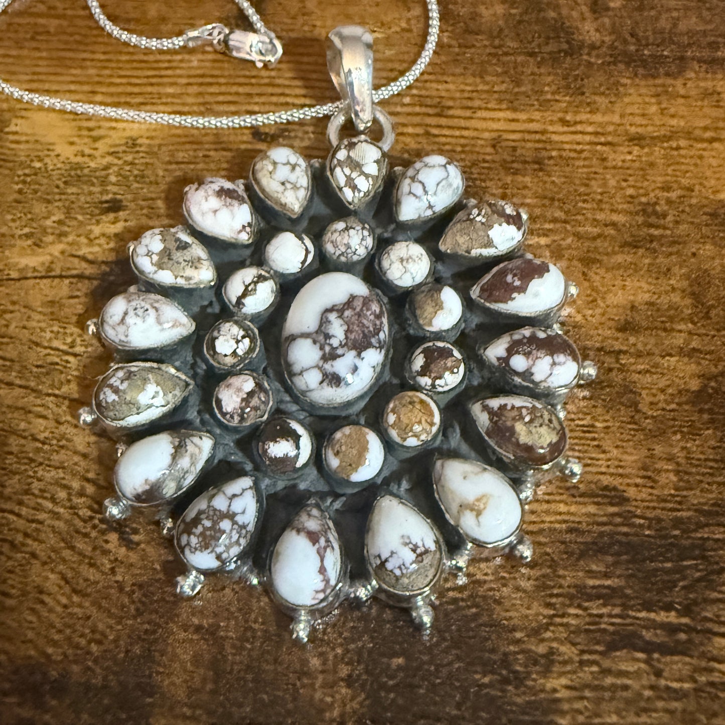 Southwestern Wild Horse Jasper Navajo Sterling Silver Pendant Necklace