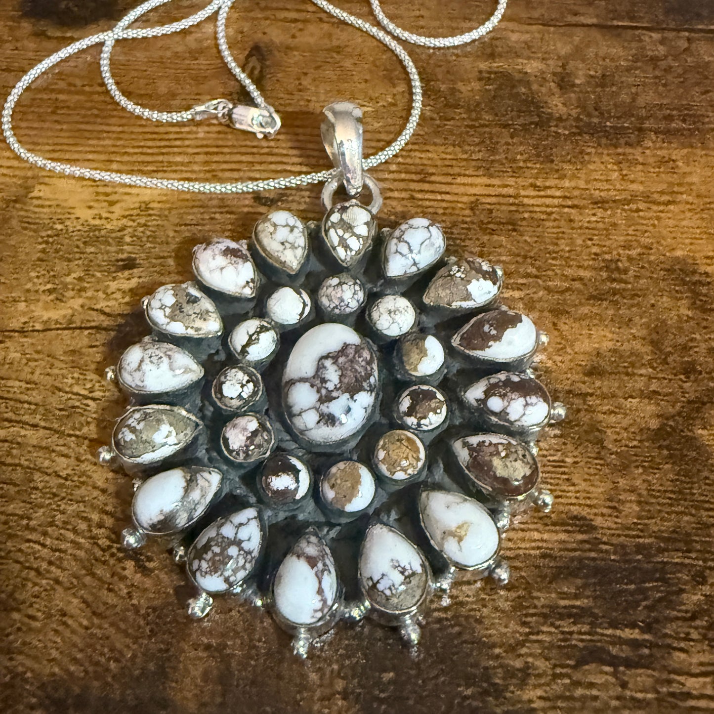 Southwestern Wild Horse Jasper Navajo Sterling Silver Pendant Necklace