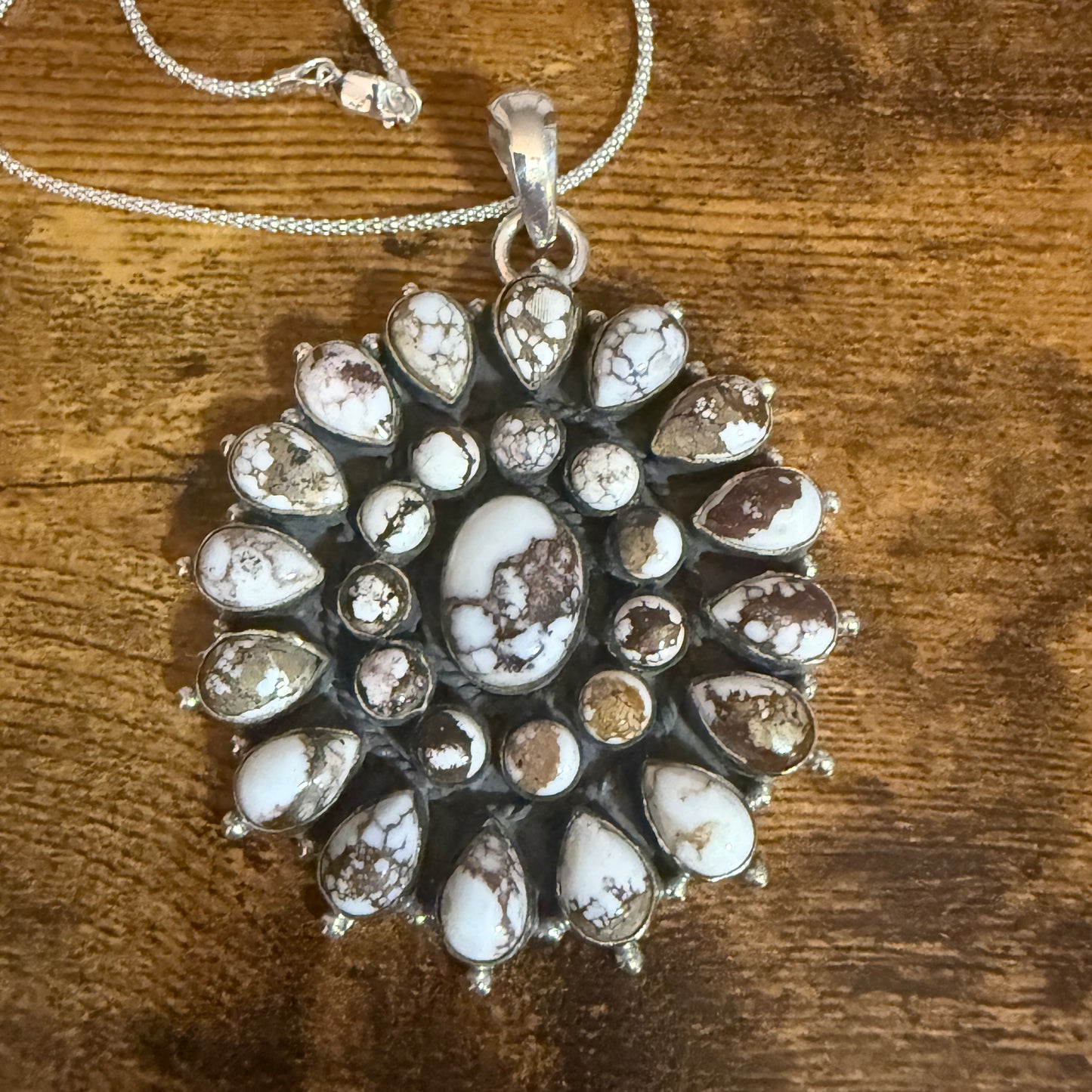 Southwestern Wild Horse Jasper Navajo Sterling Silver Pendant Necklace