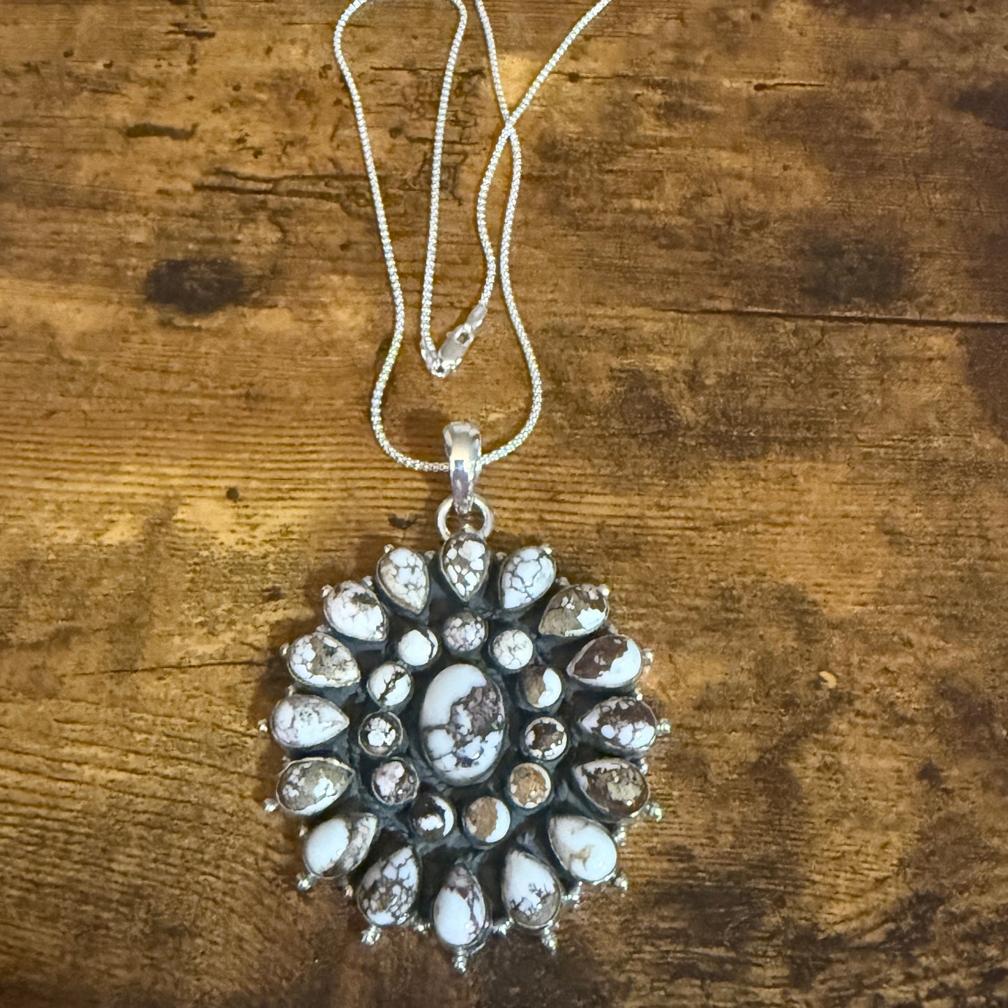 Southwestern Wild Horse Jasper Navajo Sterling Silver Pendant Necklace