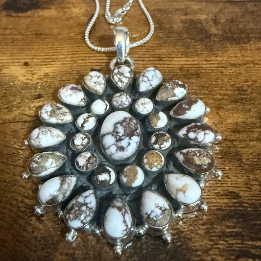 Southwestern Wild Horse Jasper Navajo Sterling Silver Pendant Necklace