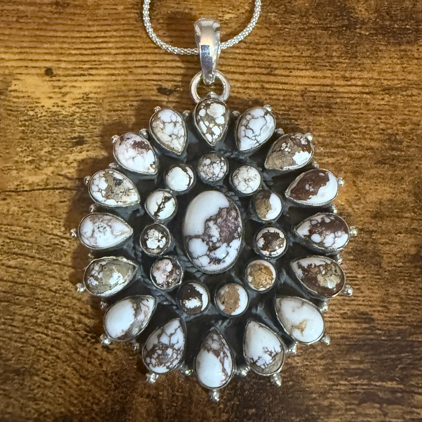 Southwestern Wild Horse Jasper Navajo Sterling Silver Pendant Necklace