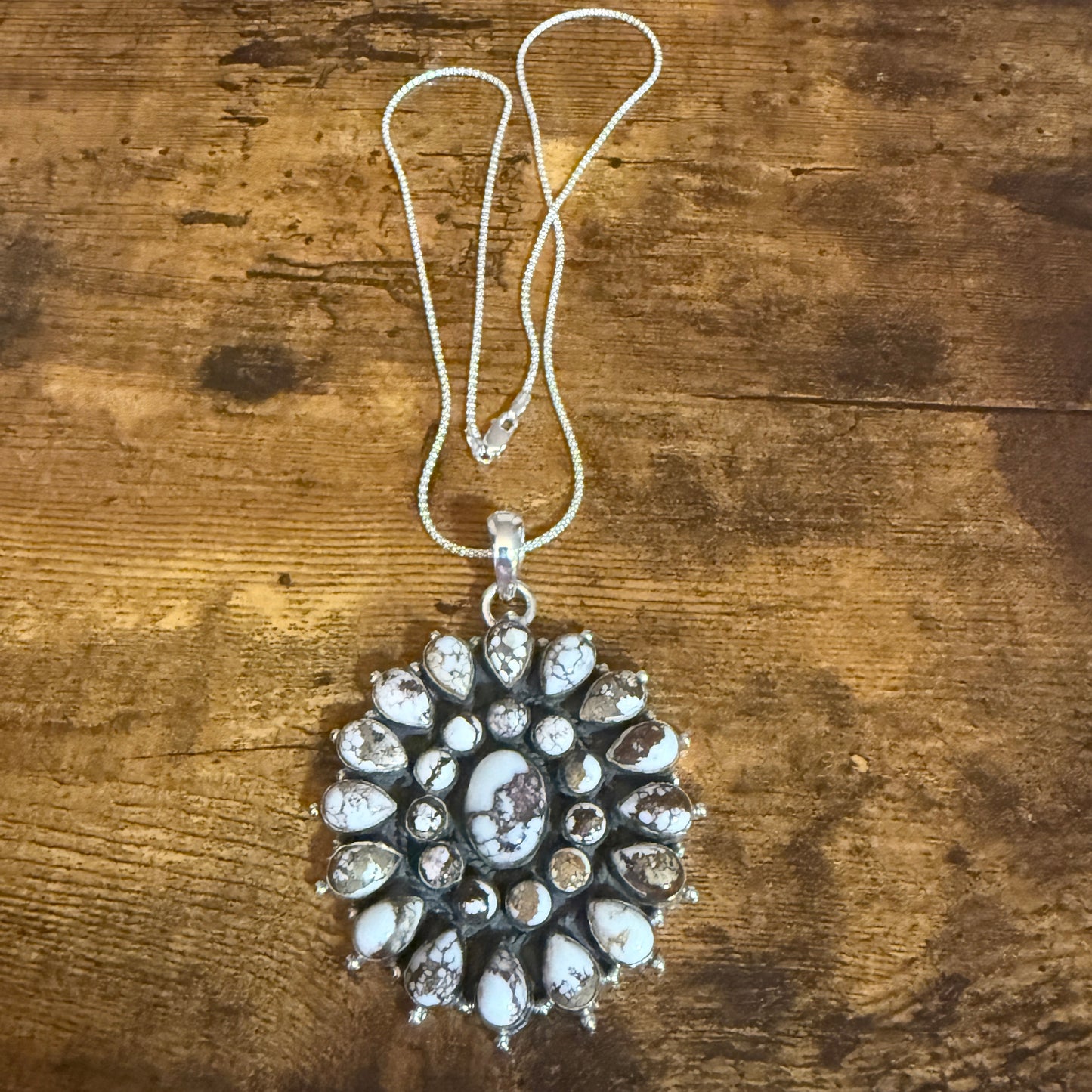 Southwestern Wild Horse Jasper Navajo Sterling Silver Pendant Necklace