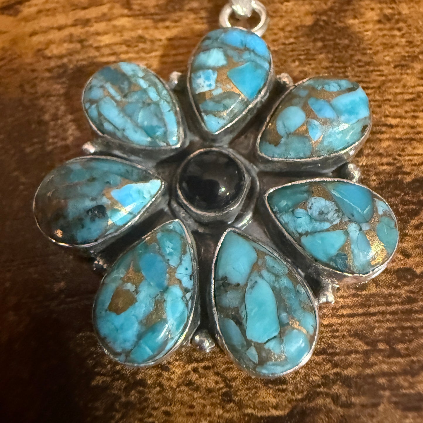 Blue Copper Turquoise Gemstone Pendant Necklace 925 Sterling Silver Handmade