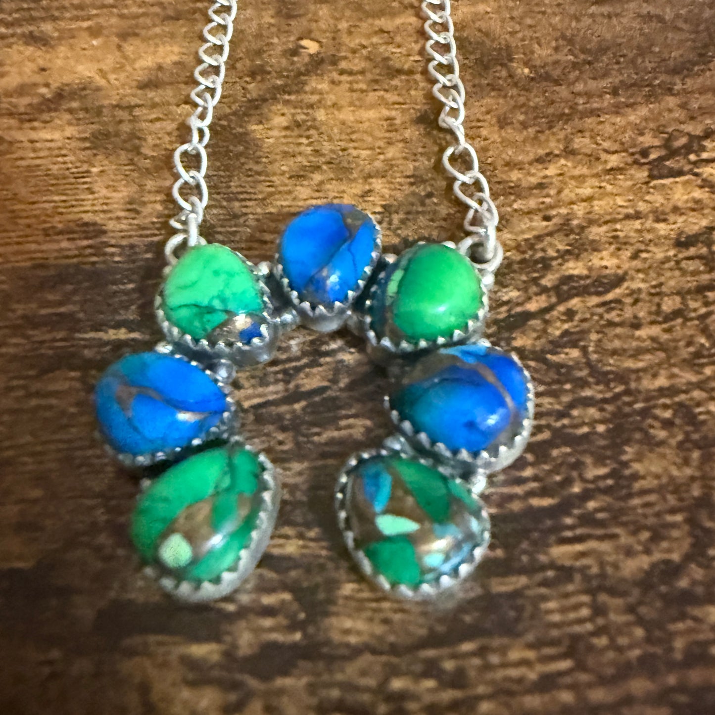 Peacock Turquoise Naja Pendant Necklace Squash Cluster 925 Sterling Silver