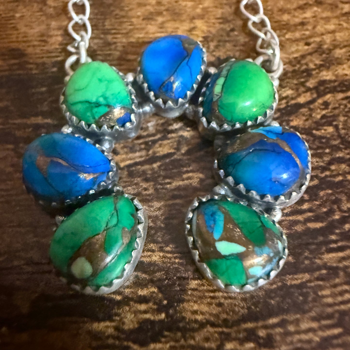 Peacock Turquoise Naja Pendant Necklace Squash Cluster 925 Sterling Silver