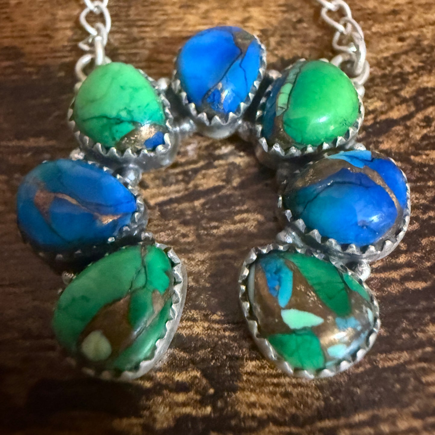 Peacock Turquoise Naja Pendant Necklace Squash Cluster 925 Sterling Silver